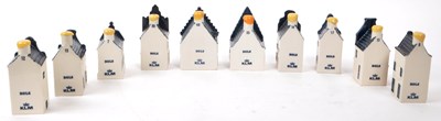 Lot 175 - KLM - BOLS - COLLECTION OF TEN DELFT BLUE MINIATURE LIQUOR HOUSES