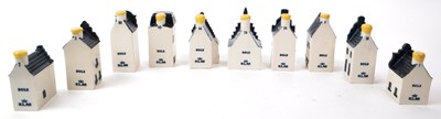 Lot 179 - KLM - BOLS - COLLECTION OF TEN DELFT BLUE MINIATURE LIQUOR HOUSES