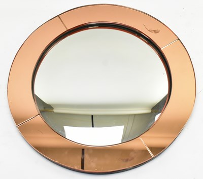 Lot 24 - ART DECO CONVEX MIRROR WITH PEACH GLASS FRAME