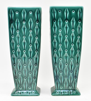 Lot 113 - EASTGATE POTTERY - PAIR OF ART DECO GREEN VASES