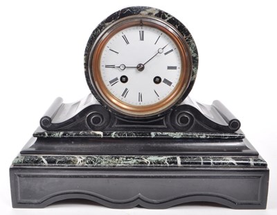 Lot 389 - VICTORIAN 19TH CENTURY BLACK & GREEN MARBLE MANTEL CLOCK