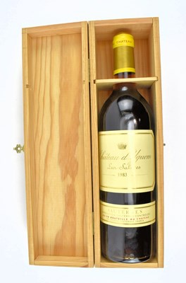 Lot 168 - 1983 CHATEAU D'YQUEM LUR-SALUCES SAUTERNES BOTTLE IN WOODEN BOX (1)