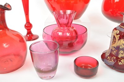 Lot 198 - COLLECTION OF VINTAGE 20TH CENTURY RED STUDIO ART GLASS PIECES