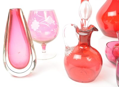 Lot 198 - COLLECTION OF VINTAGE 20TH CENTURY RED STUDIO ART GLASS PIECES
