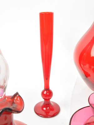 Lot 198 - COLLECTION OF VINTAGE 20TH CENTURY RED STUDIO ART GLASS PIECES