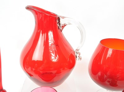 Lot 198 - COLLECTION OF VINTAGE 20TH CENTURY RED STUDIO ART GLASS PIECES