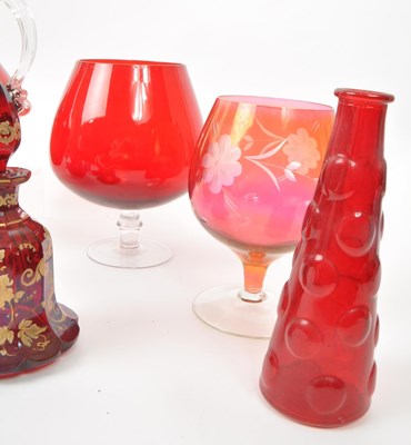 Lot 198 - COLLECTION OF VINTAGE 20TH CENTURY RED STUDIO ART GLASS PIECES