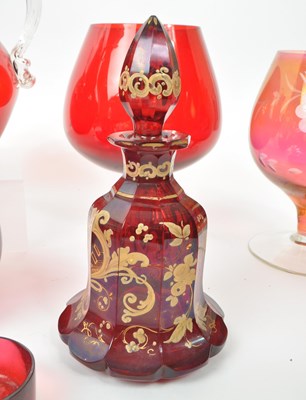 Lot 198 - COLLECTION OF VINTAGE 20TH CENTURY RED STUDIO ART GLASS PIECES