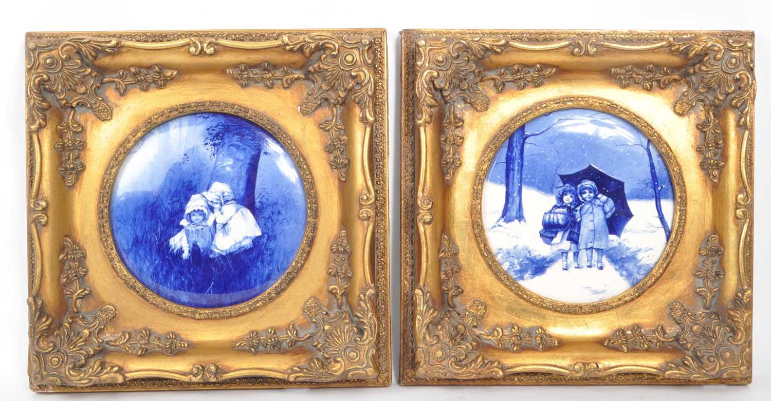 Lot 391 - TWO VINTAGE 20TH-CENTURY FRAMED DOULTON STYLE PLAQUES