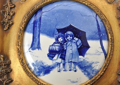 Lot 391 - TWO VINTAGE 20TH-CENTURY FRAMED DOULTON STYLE PLAQUES
