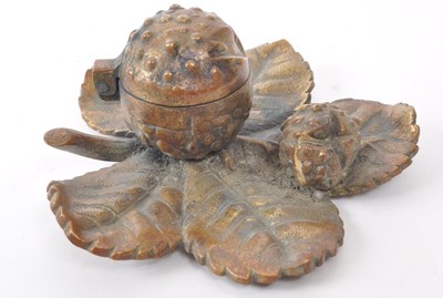 Lot 392 - VINTAGE 20TH CENTURY BRASS ACORN INKWELL