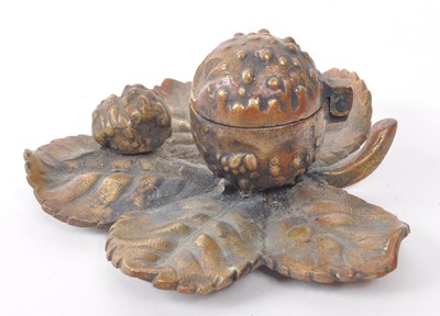Lot 392 - VINTAGE 20TH CENTURY BRASS ACORN INKWELL