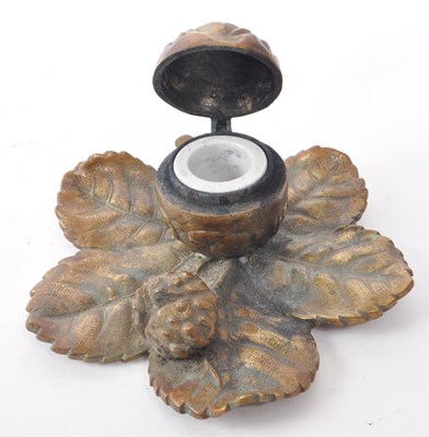 Lot 392 - VINTAGE 20TH CENTURY BRASS ACORN INKWELL
