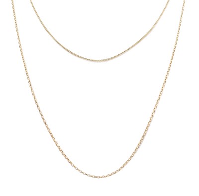 Lot 233 - TWO HALLMARKED 9CT GOLD CHAIN NECKLACES