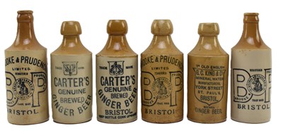 Lot 106 - SIX 19TH C & LATER STONEWARE FLAGONS FOR BRISTOL